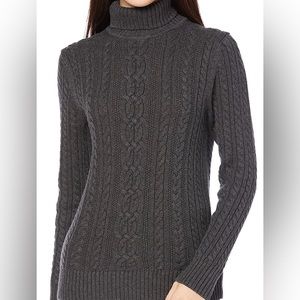 Jeanne Pierre charcoal grey cable knit turtle neck sweater size M